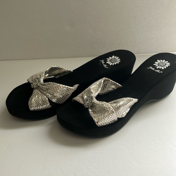 Yellow Box Shoes - Yellow Box Silver wedge sandal, new.